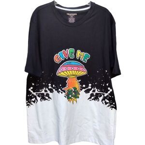 Blackjack Tee Shirt Give Me Size XL Black and White Mushroom and Money